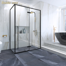 圣莉亚定制网红简易淋浴房干湿分离门浴室玻璃洗澡间隔断黑色