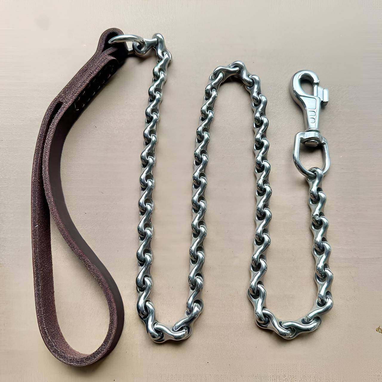 龙骨链牛皮把手不锈钢牵引绳中大型犬狗链子防咬牵引绳狗链结实,宠物/宠物食品及用品,狗牵引绳,淘宝优惠券,粉丝福利购,淘宝优惠卷