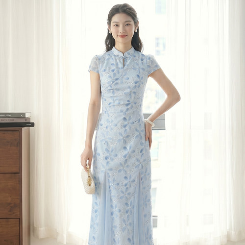 气质重工修身显瘦旗袍连衣裙女