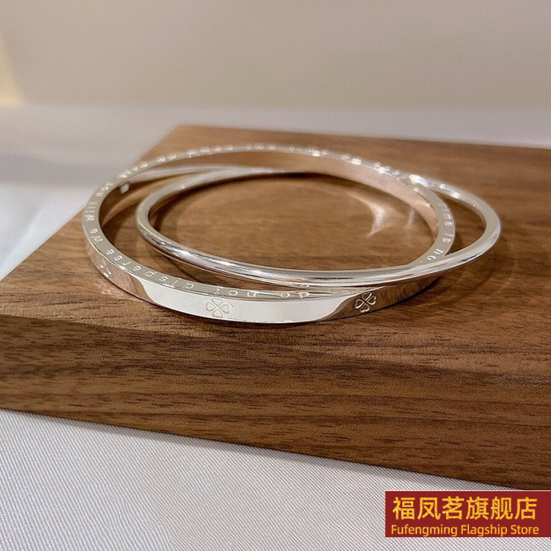 正生幸运草双环闭口纯银手镯足银9999小众新款礼物银饰品送女友,饰品/流行首饰/时尚饰品新,手镯,淘宝优惠券,粉丝福利购,淘宝优惠卷