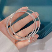 三生三世手镯女纯银S9999足银镯子三个素圈实心手环520情人节礼物