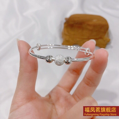 原创设计女银饰正生磨砂珠纯手镯