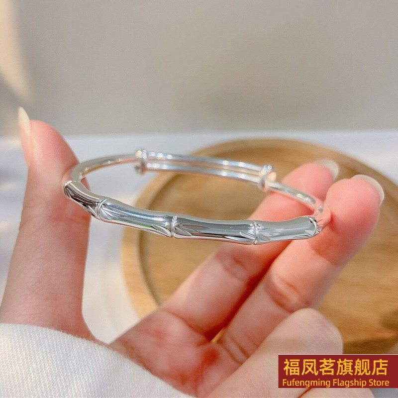 原创设计女银饰节节高升竹节手镯
