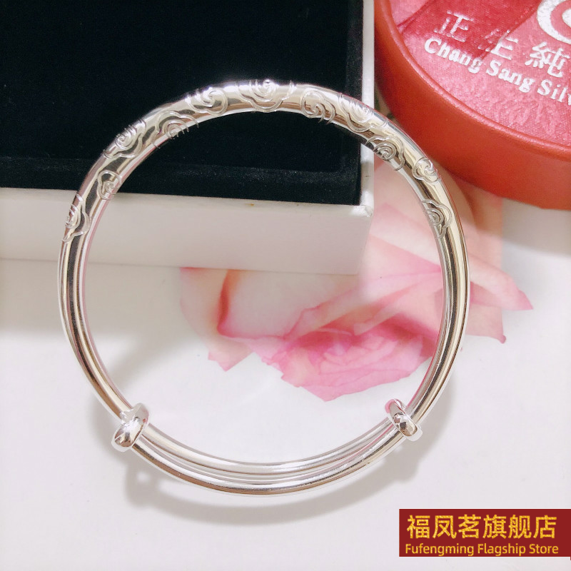 原创设计女银饰香港正生纯银手镯