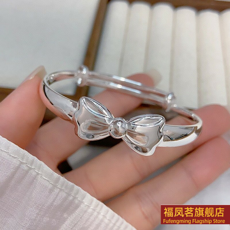 甜美女银饰正生S9999足银蝴手镯