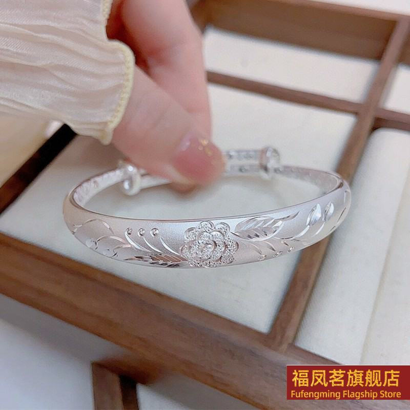 原创设计女银饰正生花开富贵手镯