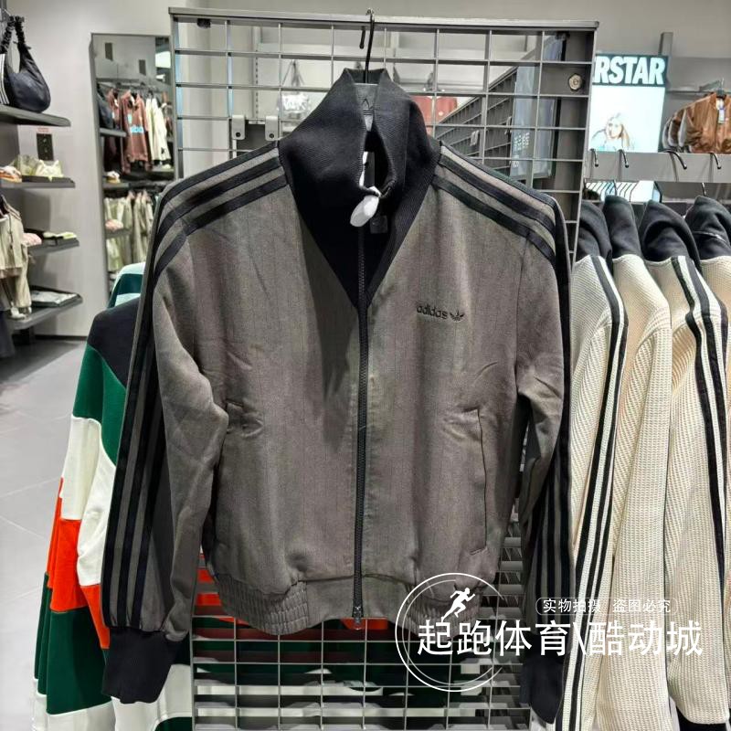 阿迪三叶草女复古翻领夹克外套