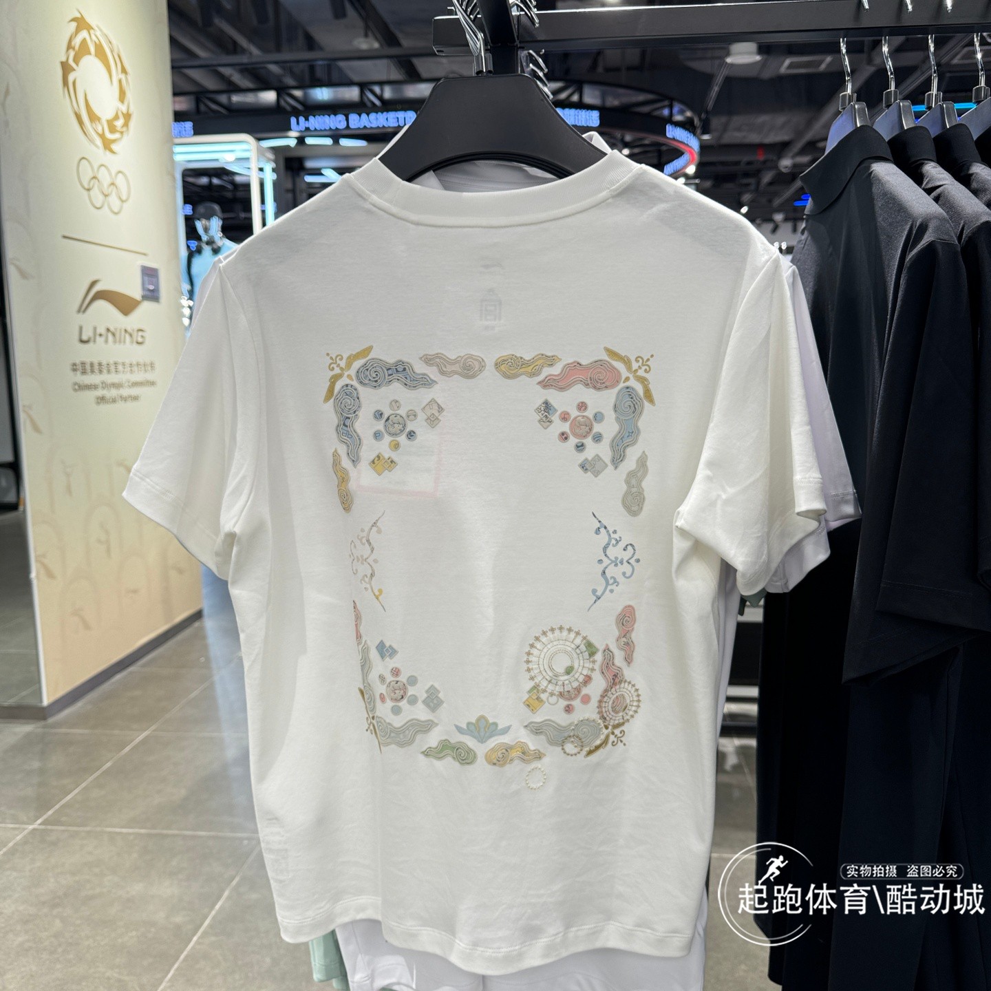 李宁女印花纯棉宽松短袖文化衫