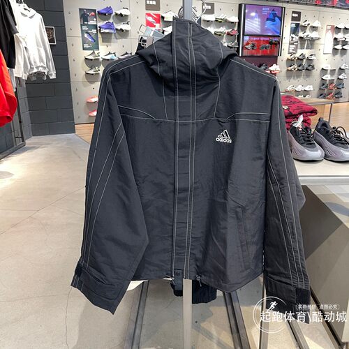 阿迪达斯男复古宽松运动连帽外套