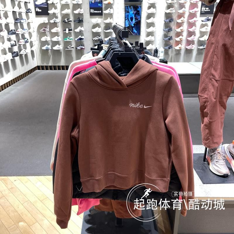 Nike耐克女子卫衣2025冬季新款经典修身加绒针织短款连帽衫IM7495