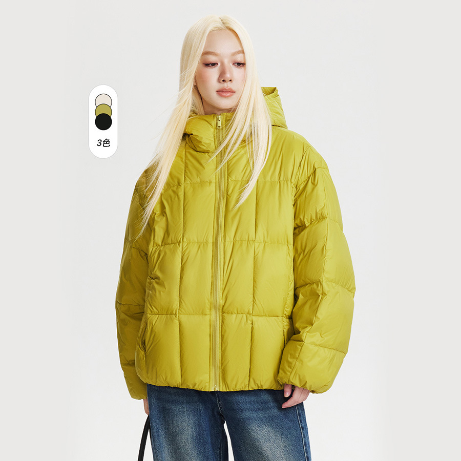 CATTEE白鸭绒美式连帽羽绒服男女冬季新款防寒保暖面包服情侣外套