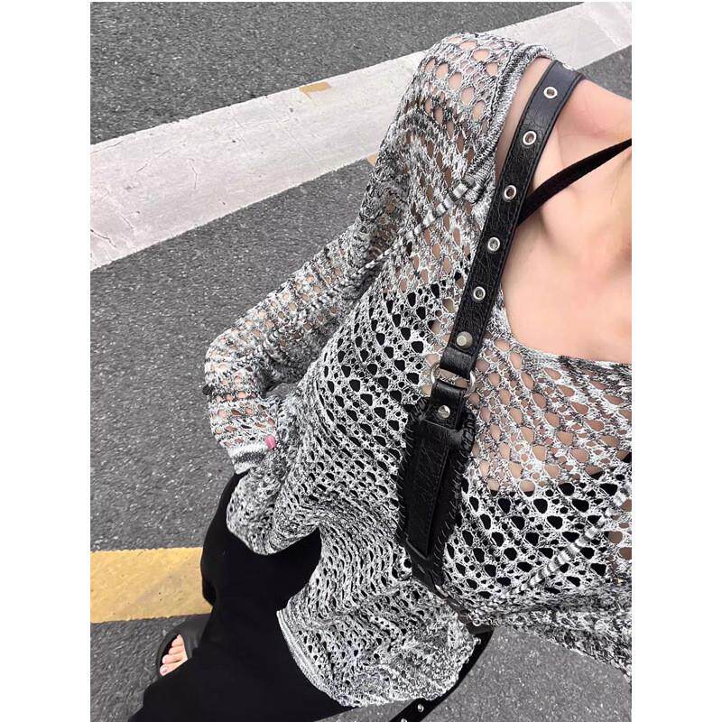 镂空针织衫上衣女早秋季欧货外搭吊带连衣裙防晒罩衫设计感空调衫