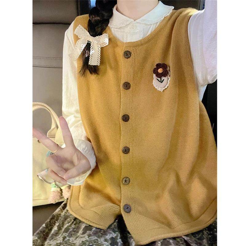 复古针织马甲背心女春秋外搭2025新款宽松慵懒风叠穿无袖毛衣马夹