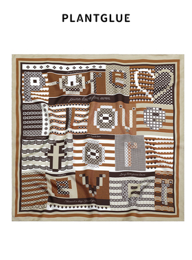 植花PLANT 纯爱日记LOVE 真丝丝巾女 复古桑蚕丝中方巾母亲节礼物