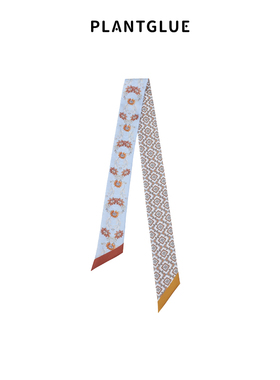 植花PLANT 镜花空间 法式花卉真丝飘带女 桑蚕丝丝巾腰带女高级感