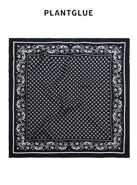 植花PLANT 繁花似锦 棋盘格真丝丝巾 经典桑蚕丝中方巾母亲节礼物