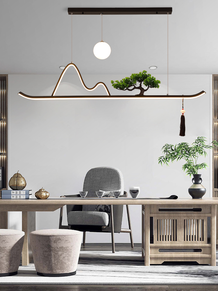 新中式LED茶室吊灯禅意茶桌茶台茶房办公室书房餐厅创意吧台吊灯