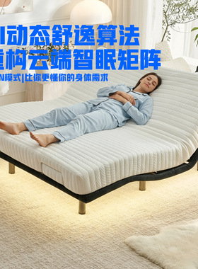 星眠电动ai智能床无床头小户型主卧单双人床极简多功能家用可升降