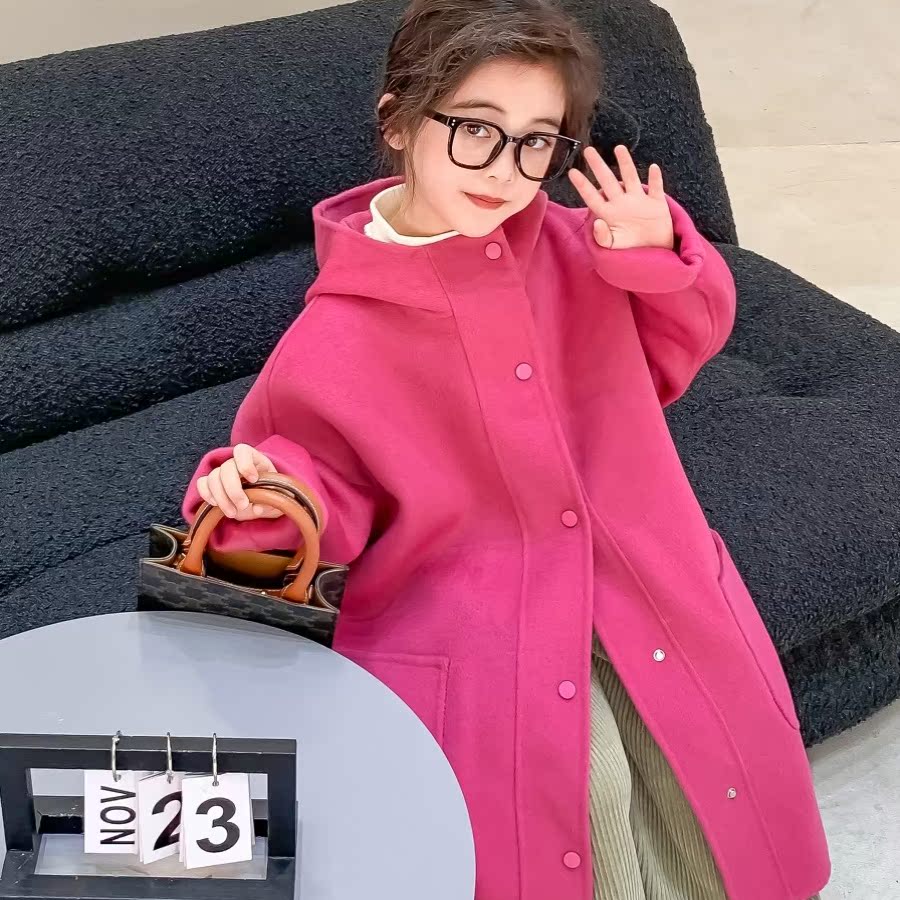羊毛呢中长款秋冬季韩版外套儿童