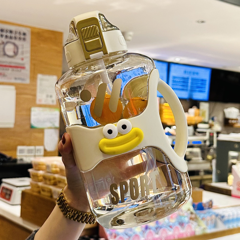 带刻度超大容量吸管水杯大号水瓶户外运动健身大水壶吨吨桶2000ml