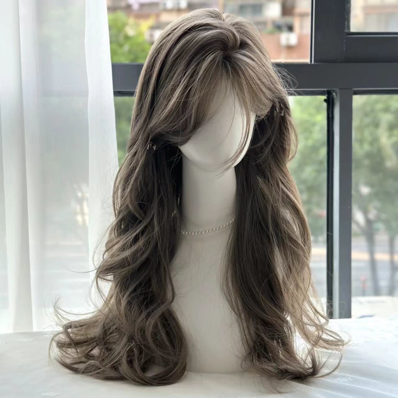 【薄荷米棕】假发女中分刘海长卷发温柔仙女假发仿真发丝全头套女