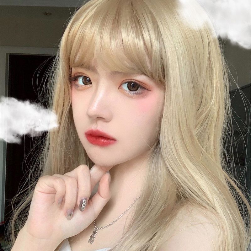 米白奶茶系假发男女长直发日常万用lolita空气刘海暗黑全头套COS