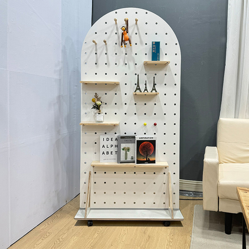 可移动立式洞洞板置物架落地实木