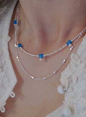 春夏多巴胺纯银镭射细闪项链女