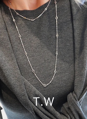 T.W法式轻奢通体925纯银镀金个性休闲高级感精致猪鼻子闪耀锁骨链