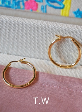 ragbag精工设计师通体925银镀金气质显脸小光面日常百搭素圈耳环