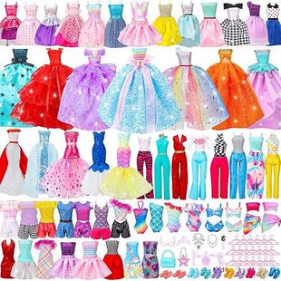 70件套换装娃娃衣服配件玩具女童婚纱礼服亚马逊连衣裙裤鞋
