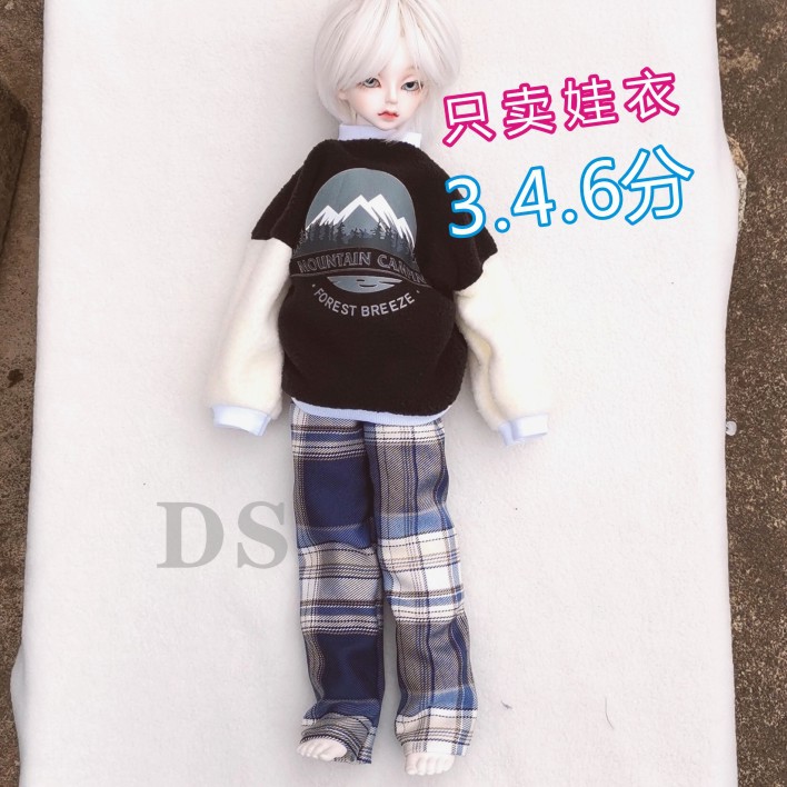 bjd4分娃衣男女3分6分格子裤子外套30厘米40厘米60厘米娃娃衣服al
