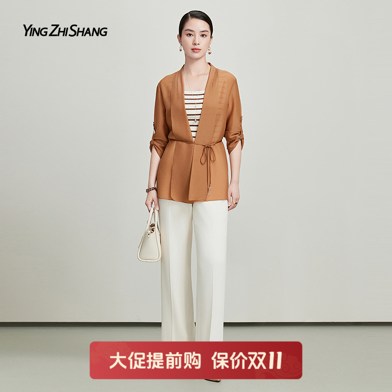 赢智尚醋酸桑蚕丝开衫上衣高级感