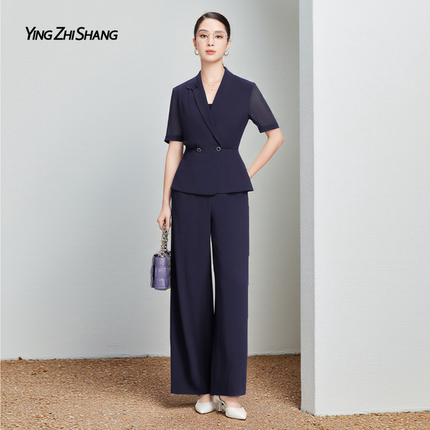 赢智尚醋酸西装女2025年夏季新款高级感西装小个子显瘦职业装套装