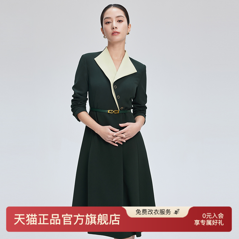 赢智尚收腰长袖ol西装裙职场女装