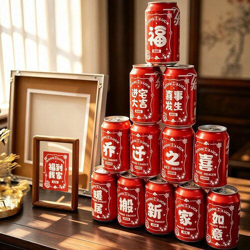 乔迁新居可乐旺仔创意贴纸