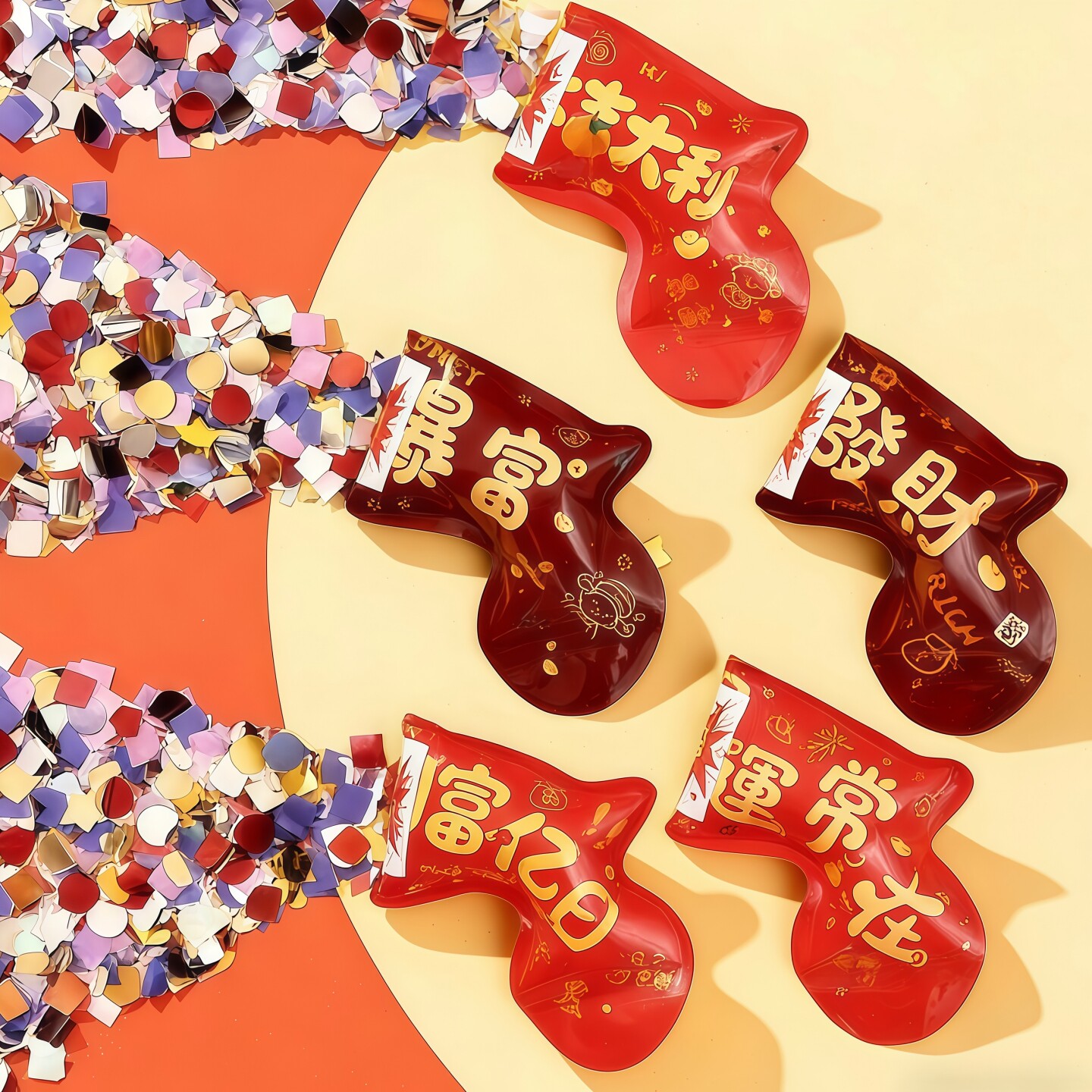 手持彩带自动充气礼花枪儿童小礼炮生日周岁乔迁结婚拍照氛围道具