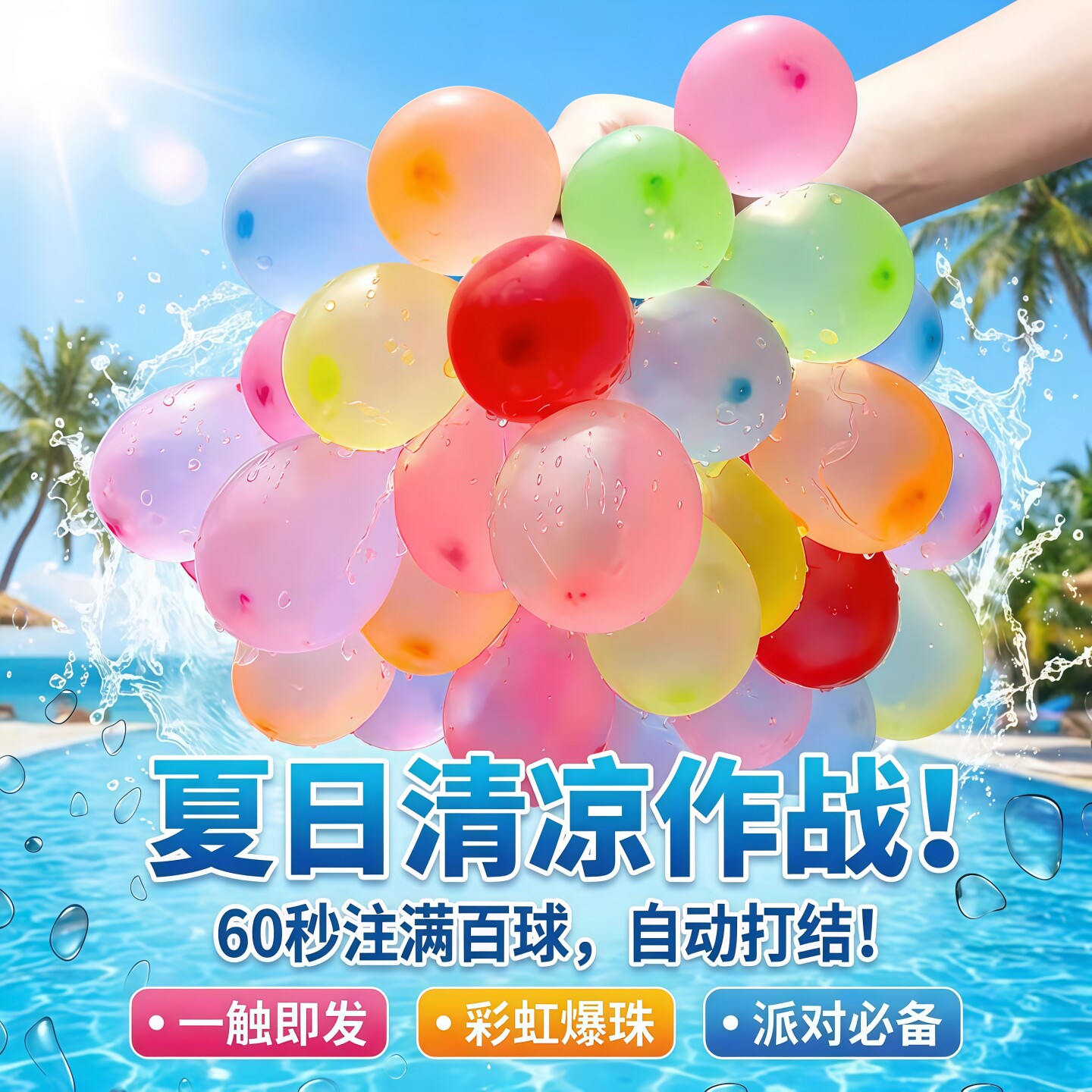 夏日户外儿童水气球快速灌注充水自动打结小号无毒水弹打水仗神器