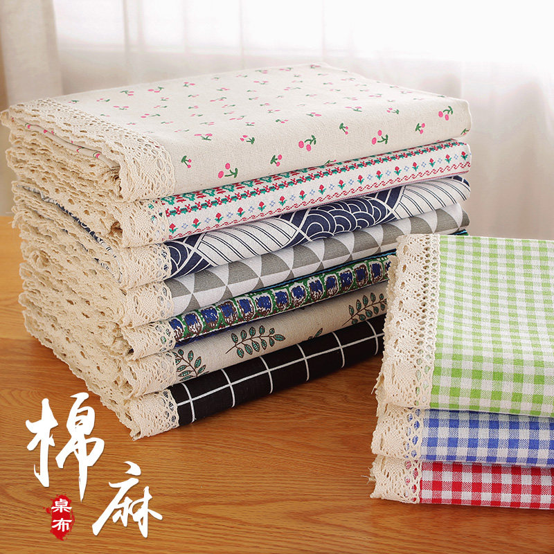 棉麻桌布花边布艺ins风田园格子小清新长方形餐桌茶几台布书桌垫,居家布艺,桌布,淘宝优惠券,粉丝福利购,淘宝优惠卷