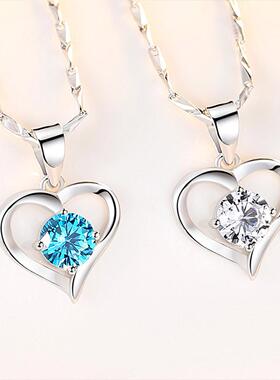 心形吊坠项链足银锁骨链时尚简约