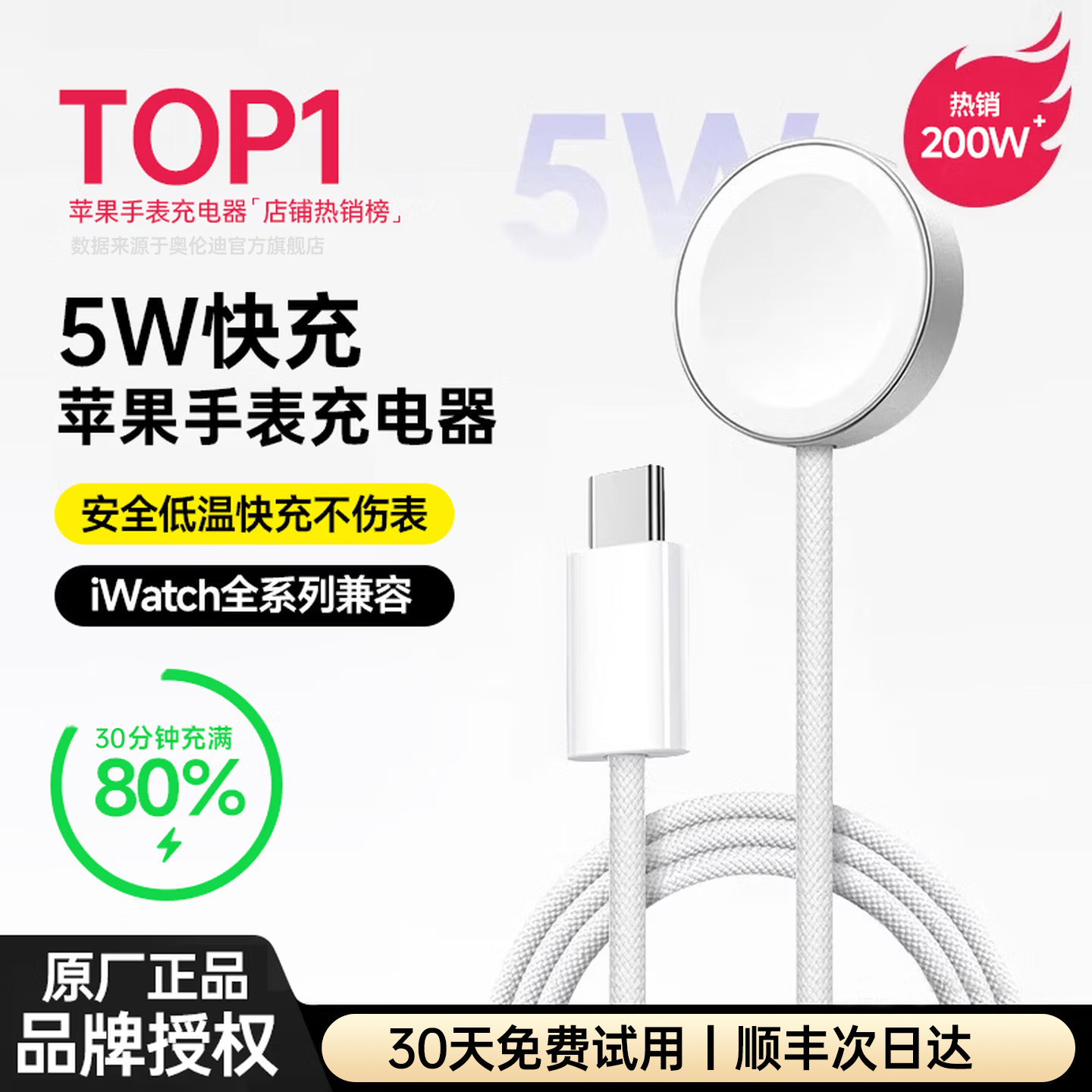 适用于苹果手表充电器头applewatch充电线原s11智能手表iwatch7/S5/S6/S7/se/s8/S9/s10/ultra无线快充装正品图片
