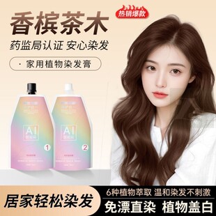 可可米粽显白减龄自己在家染发大双袋染护合一温和不刺激发廊专用