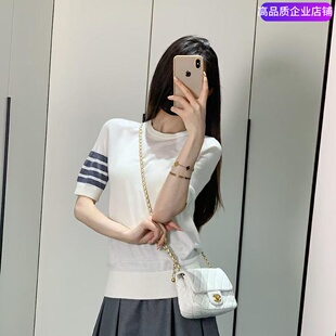 THHB TB短袖针织短袖T恤衫夏季简约薄款四条杠学院风圆领半袖打底