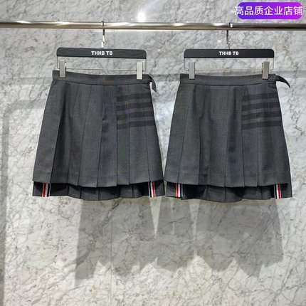 【赠送运费险】THHB TB四杠百褶裙短裙学院风高腰显瘦A字型半身裙