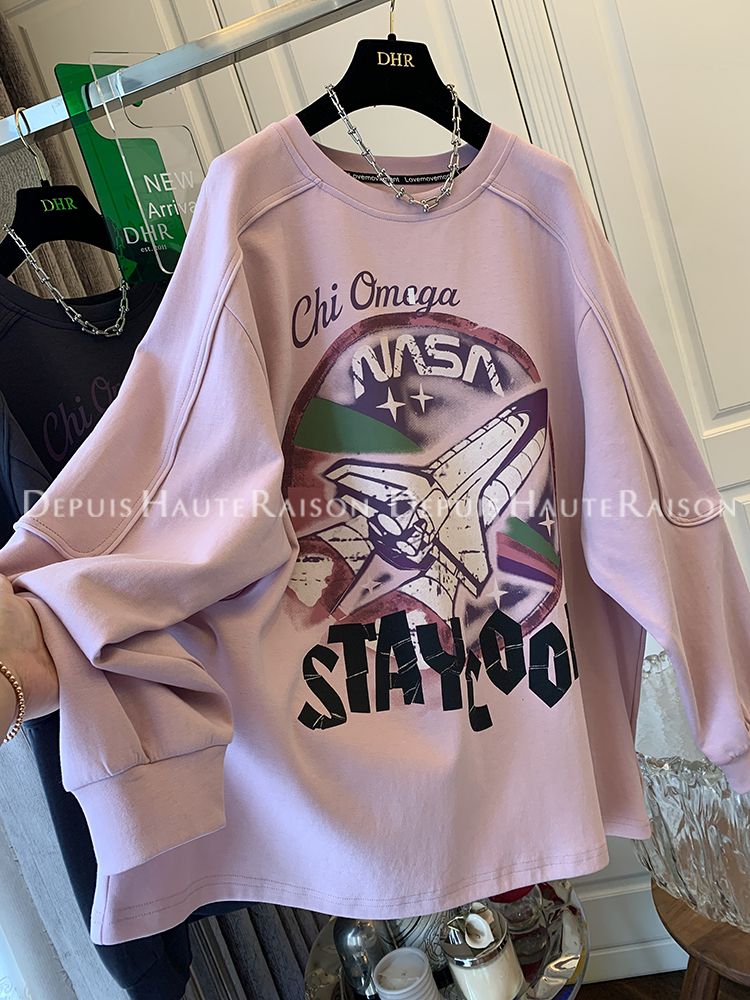 特大码300斤印花卫衣男女春秋季