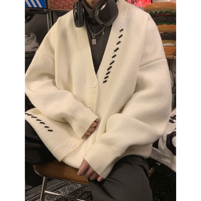 加肥大码300斤潮牌痞帅针织开衫