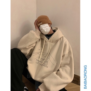 重磅500G高克硬挺连帽卫衣男秋冬季宽松胖子大码300斤外套上衣服2