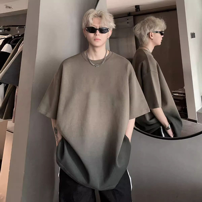 加大码300斤美式渐变短袖t恤男女