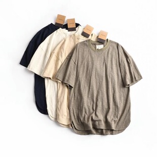 特大码300斤宽松纯色休闲短袖T恤男女装夏季圆弧开叉下摆情侣上衣