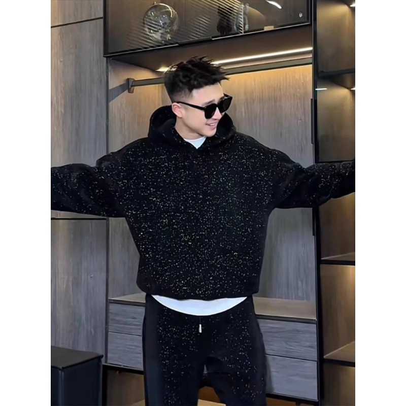 特大码300斤高级感痞帅连帽卫衣